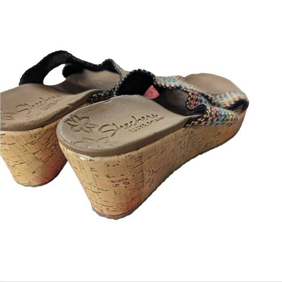 Skechers Luxe Foam Multi-Color Wedge Heel Sandals Slides Women's sz 10 - Picture 3 of 9